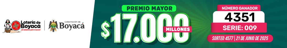 Resultados Lotería de Boyacá 21 junio 2025