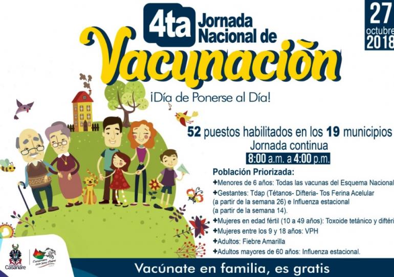 El próximo sábado 27 de octubre se realizará la cuarta Jornada Nacional de Vacunación ¡Día de ponerse al día!