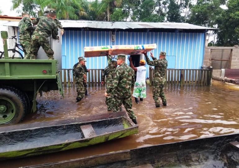 Ejército Nacional incrementa el apoyo para los damnificados del Vichada por desbordamientos del río Orinoco 