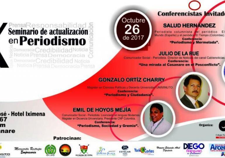 Todo listo para el IX Seminario de Actualización en Periodismo el próximo Jueves 26 y viernes 27 de octubre en Yopal, Casanare
