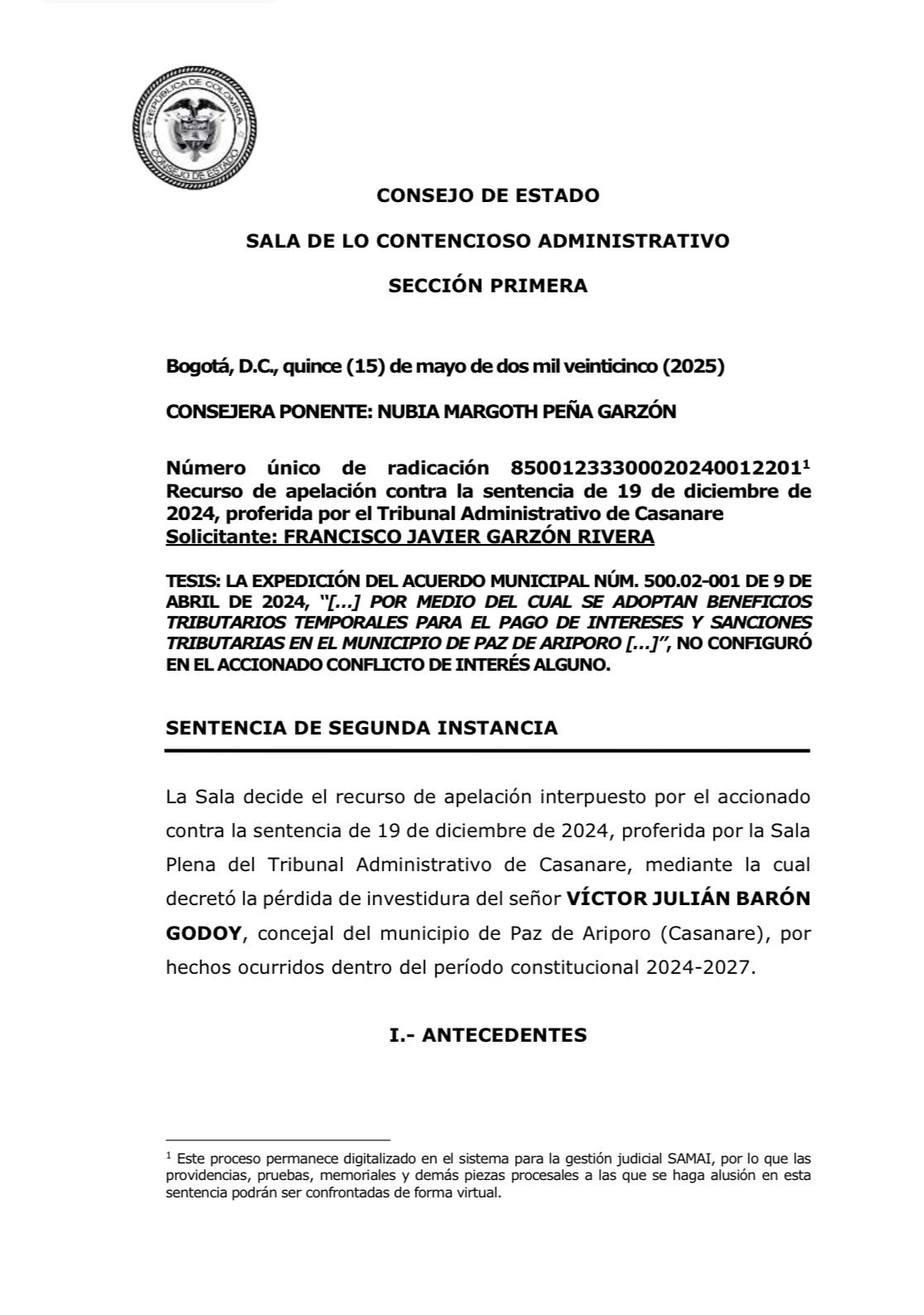 Sentencia Julián 1