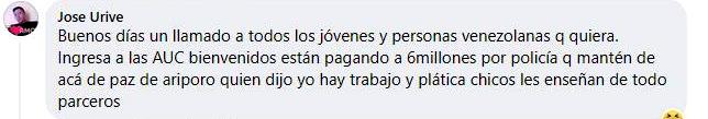 Pantallazo donde invita a instigar a delinquir