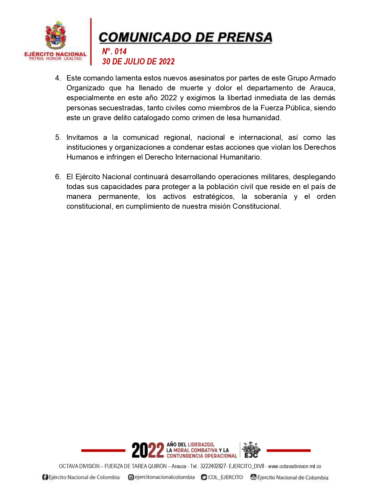 comunicado ejercito 2