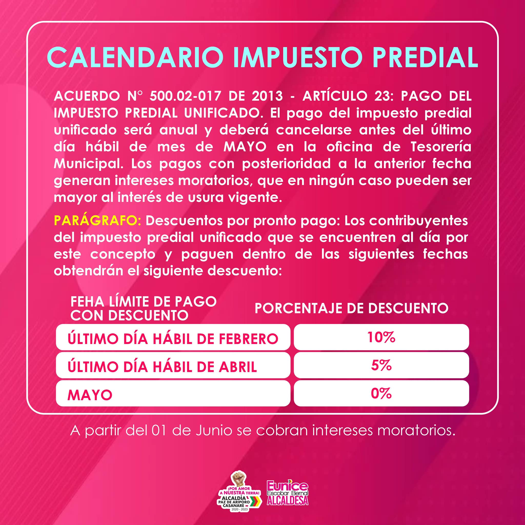 Calendario tributario Pza