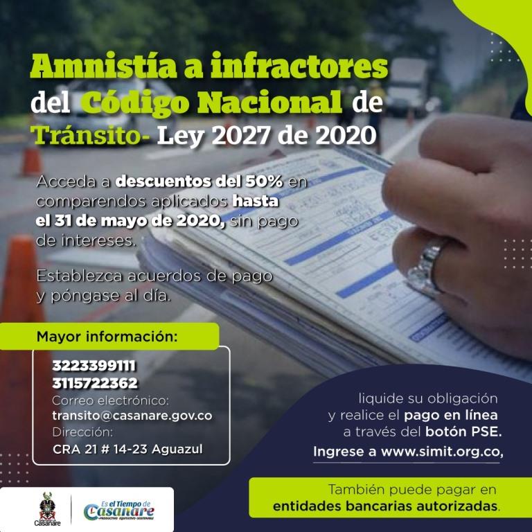 Amnistía a deudores de multas por infringir el Código Nacional de Tránsito