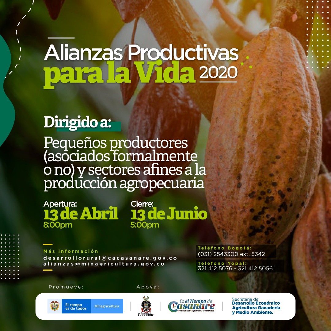 Este sábado 13 de junio se cierra convocatoria de postulación a Alianzas Productivas