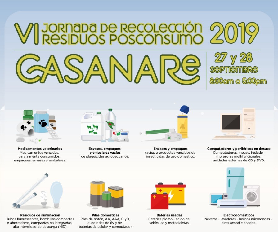 El 27 y 28 de septiembre se realizará la VI Jornada de recolección de residuos posconsumo en Casanare
