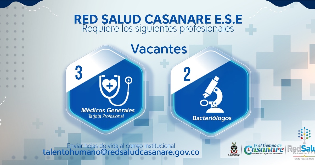 Red Salud requiere profesionales para laborar en Recetor y Villanueva