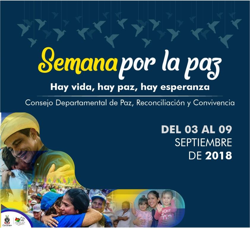 Casanare se une a la celebración de la Semana por la Paz que se conmemora del 3 al 09 de septiembre