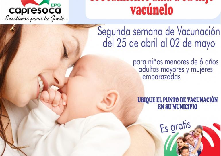 Capresoca EPS invita a todos los ciudadanos a participar en la segunda jornada de vacunación