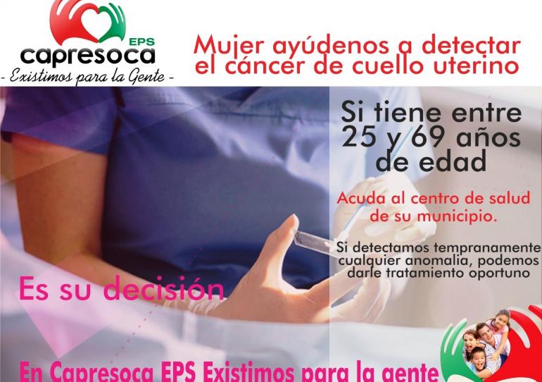 Capresoca invita a  mujeres de 25 a 69 años a hacerse la citología