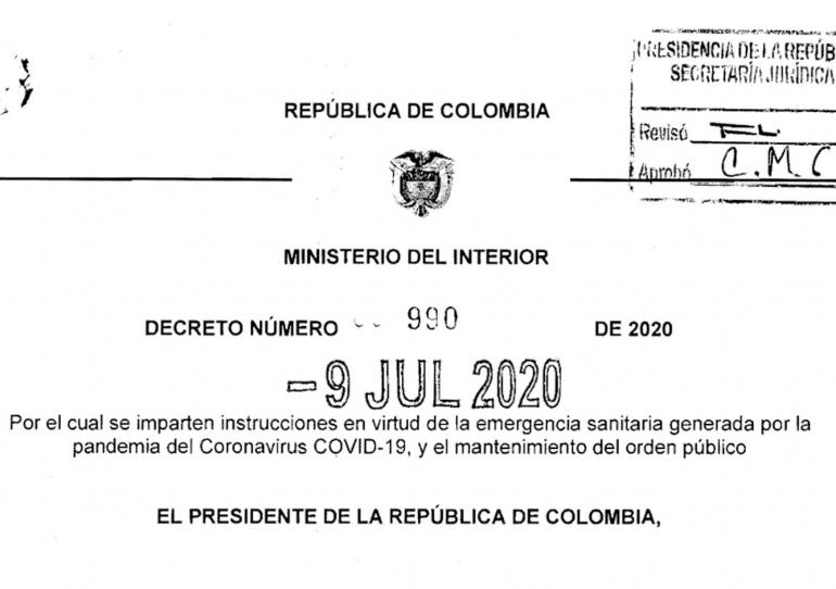 A través del Decreto 990, Gobierno establece medidas para municipios según su nivel de afectación por covid-19