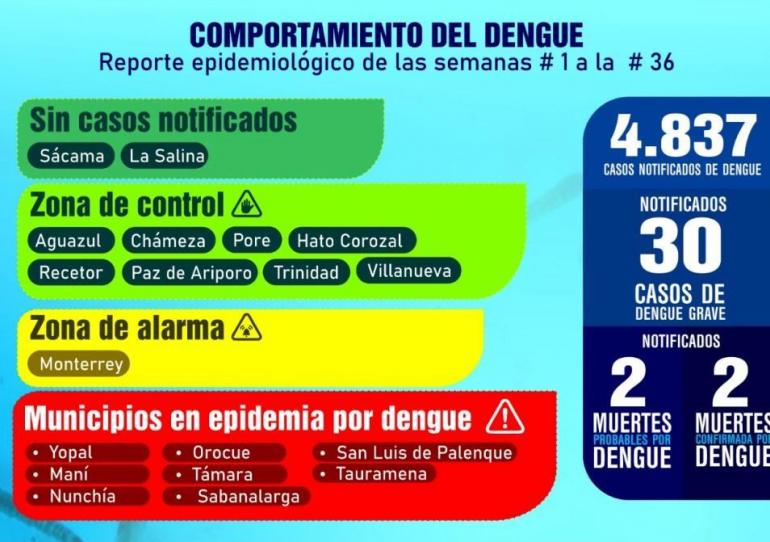 Reporte epidemiológico de dengue en Casanare arroja 4.837 casos en 2019