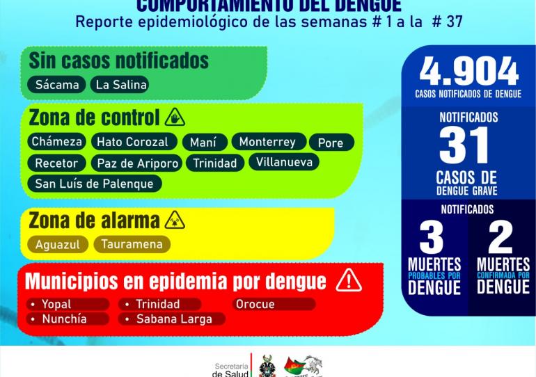 Reporte epidemiológico de dengue en Casanare arroja 4.904 casos en 2019