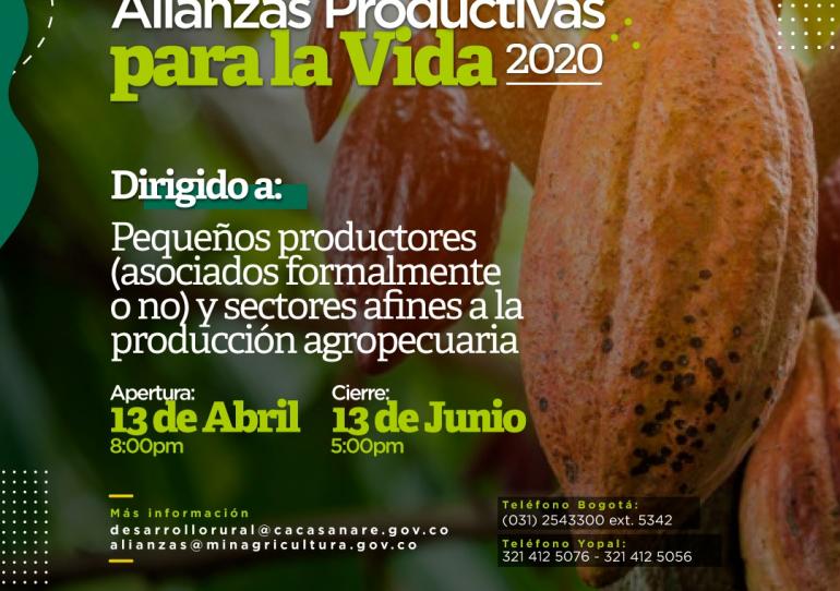 Este sábado 13 de junio se cierra  convocatoria de postulación a Alianzas Productivas