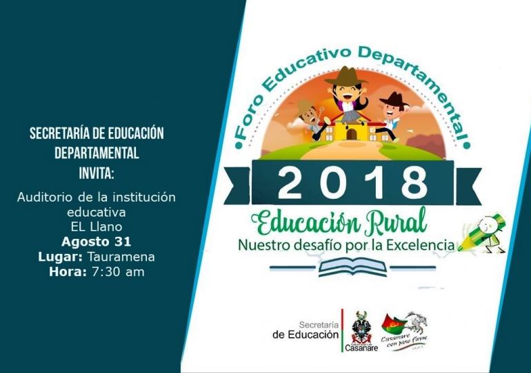 La Gobernación de Casanare realizará el Foro Educativo departamental sobre Educación Rural