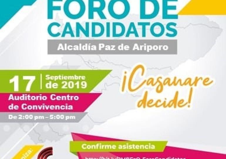 La Cámara de comercio de Casanare realizará Foro con los candidatos a la Alcaldía de Paz de Ariporo el próximo 17 de septiembre 