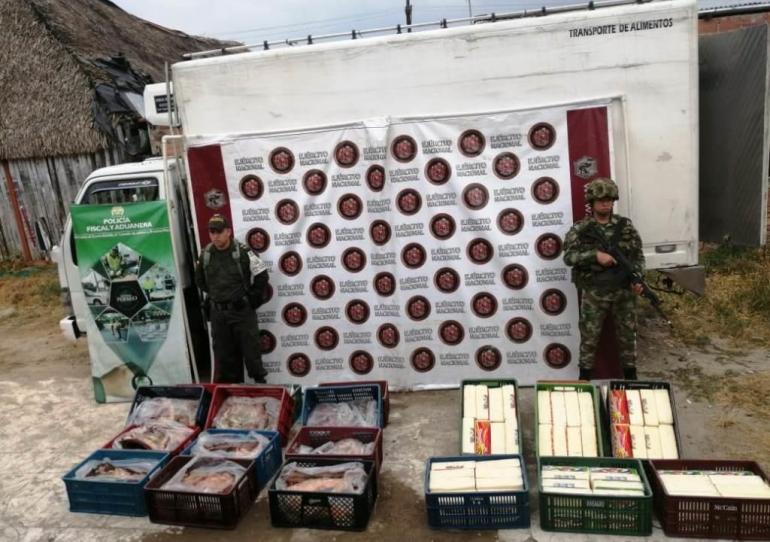 Ejército Nacional incauta 4.320 kilos de cárnicos y lácteos de contrabando en Tame, Arauca