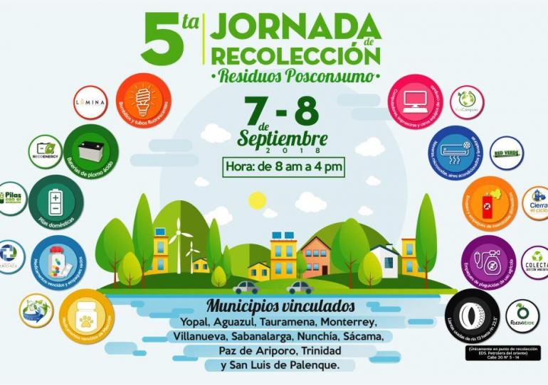 Para el 7 y 8 de septiembre se ha programado la 5ta Jornada de Recolección de Residuos Posconsumo en Casanare