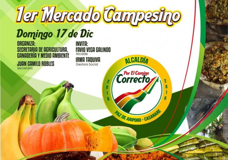 Este domingo 17 de diciembre se realizará en Paz de Ariporo el Primer Mercado Campesino