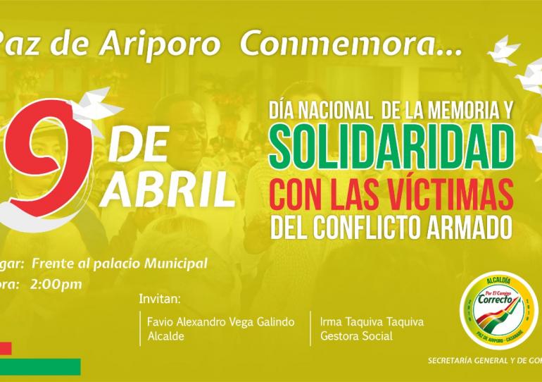 Paz de Ariporo  conmemora hoy día de las Víctimas del Conflicto Armado