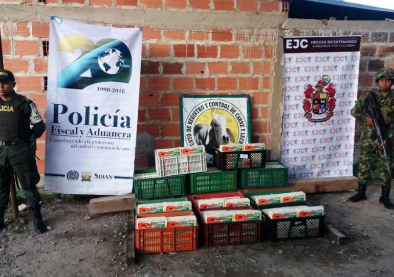 440 kilos de queso de contrabando fueron incautados en el municipio de Tame